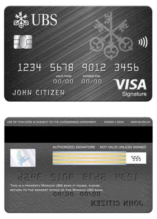 Monaco UBS bank visa signature card
